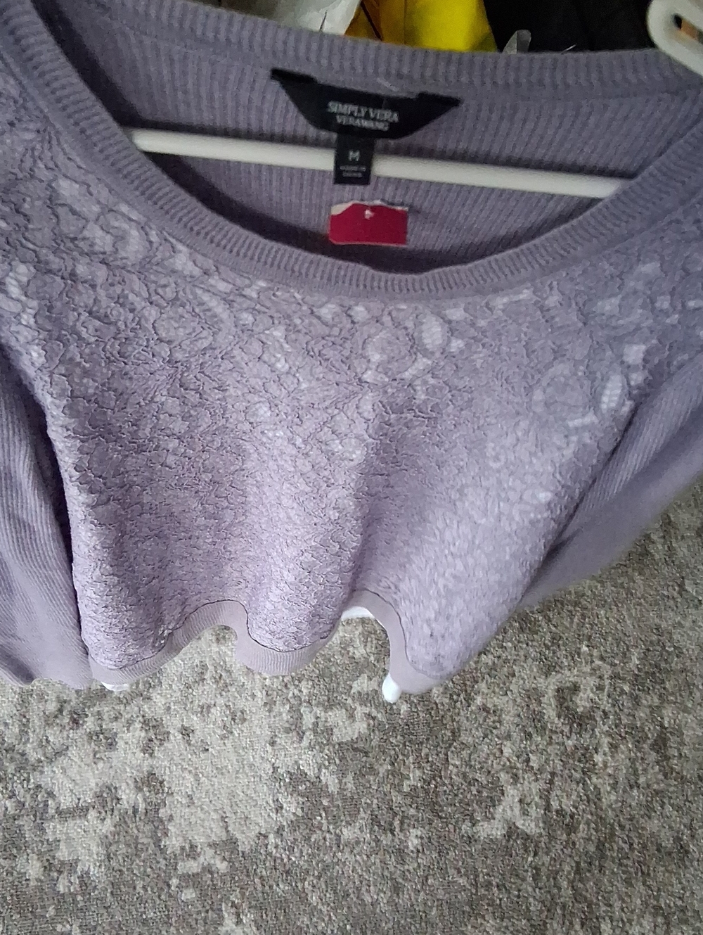 Simply Vera Vera Wang Lavender Lace Front Pullover Sweater